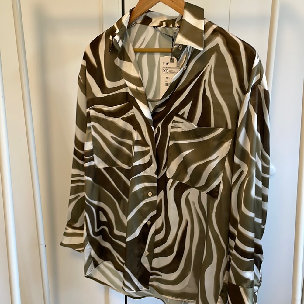 Zara Silk Animal print blouse